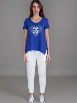 3rd Story Ellie 3S Logo Stripe Heart Short Sleeve T Shirt< Short Sleeves