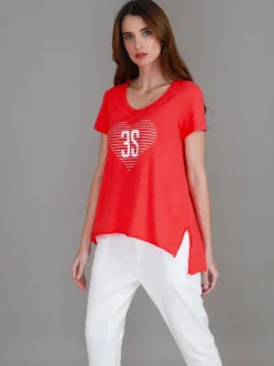 3rd Story Ellie 3S Logo Stripe Heart Short Sleeve T Shirt< Short Sleeves