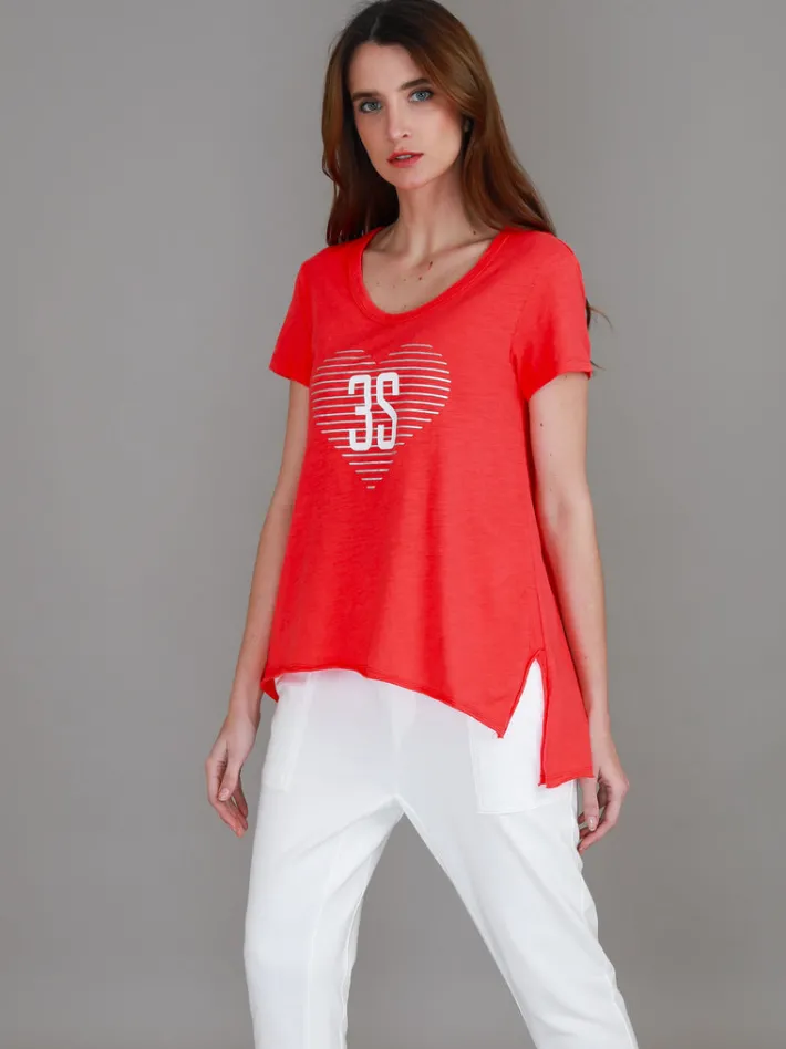 3rd Story Ellie 3S Logo Stripe Heart Short Sleeve T Shirt< Short Sleeves