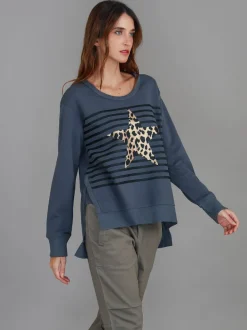 3rd Story Geneva Leopard Star Stripe Sweatshirt< Sweatshirts|Sweatshirts