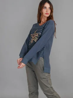 3rd Story Geneva Leopard Star Stripe Sweatshirt< Sweatshirts|Sweatshirts