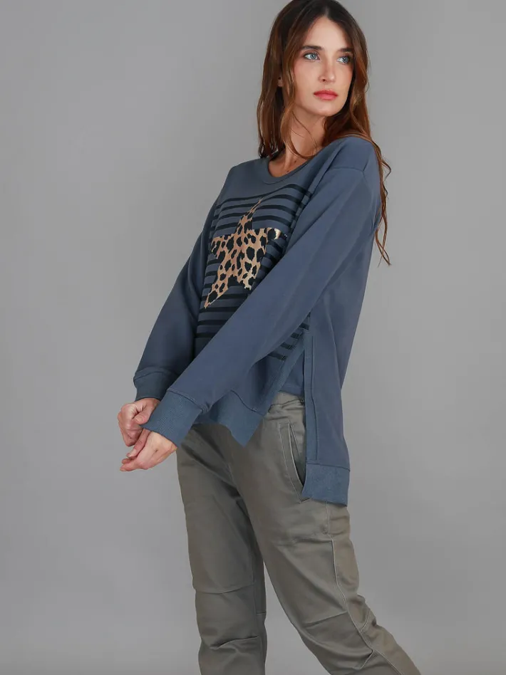 3rd Story Geneva Leopard Star Stripe Sweatshirt< Sweatshirts|Sweatshirts