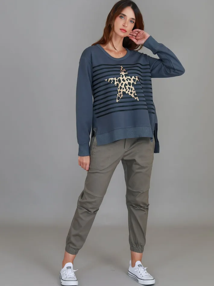 3rd Story Geneva Leopard Star Stripe Sweatshirt< Sweatshirts|Sweatshirts
