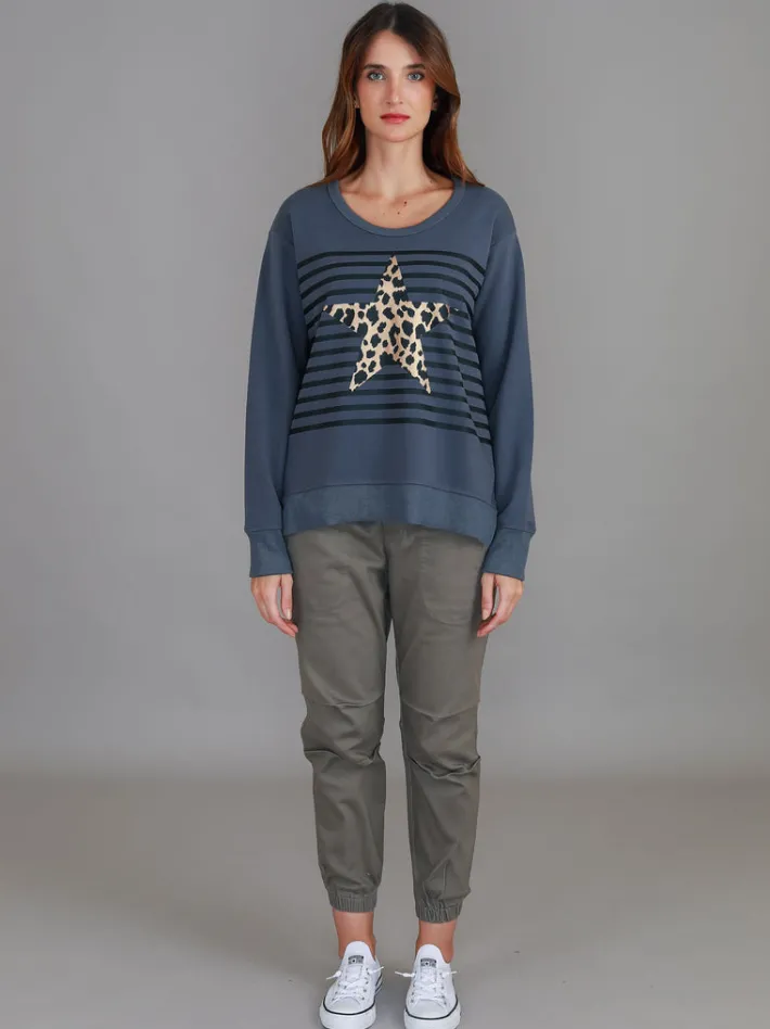 3rd Story Geneva Leopard Star Stripe Sweatshirt< Sweatshirts|Sweatshirts