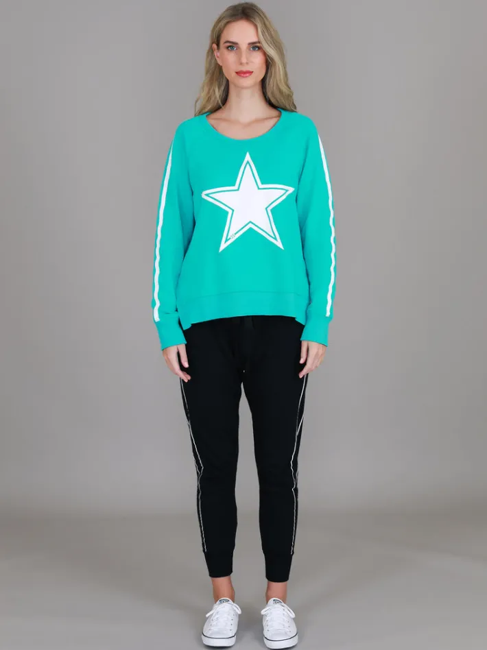 3rd Story Gerry Superstar Print with Stripe Sleeve Sweatshirt< Sweatshirts|Sweatshirts