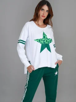 3rd Story Ginger Leopard Green Splice Star Sweatshirt< Sweatshirts|Sweatshirts