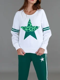 3rd Story Ginger Leopard Green Splice Star Sweatshirt< Sweatshirts|Sweatshirts