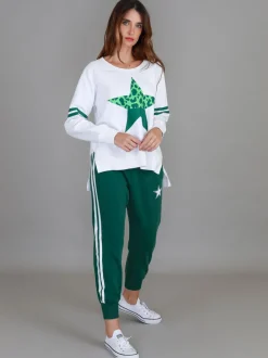 3rd Story Ginger Leopard Green Splice Star Sweatshirt< Sweatshirts|Sweatshirts