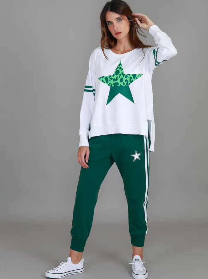 3rd Story Ginger Leopard Green Splice Star Sweatshirt< Sweatshirts|Sweatshirts