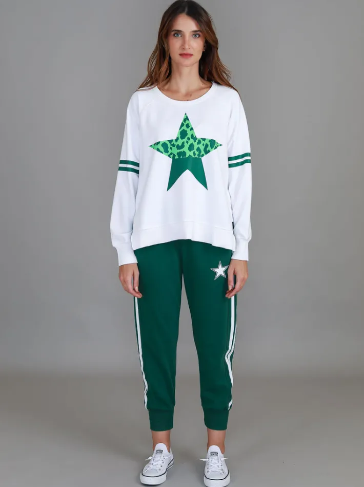 3rd Story Ginger Leopard Green Splice Star Sweatshirt< Sweatshirts|Sweatshirts