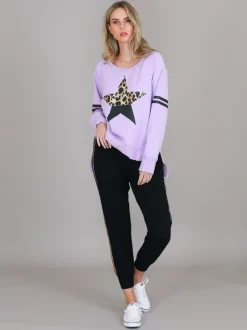 3rd Story Ginger Leopard Print Splice Star Sweatshirt< Sweatshirts|Sweatshirts