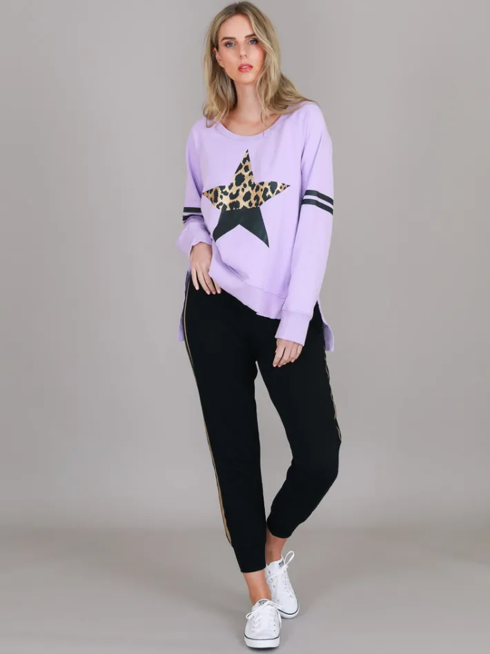 3rd Story Ginger Leopard Print Splice Star Sweatshirt< Sweatshirts|Sweatshirts
