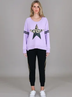 3rd Story Ginger Leopard Print Splice Star Sweatshirt< Sweatshirts|Sweatshirts