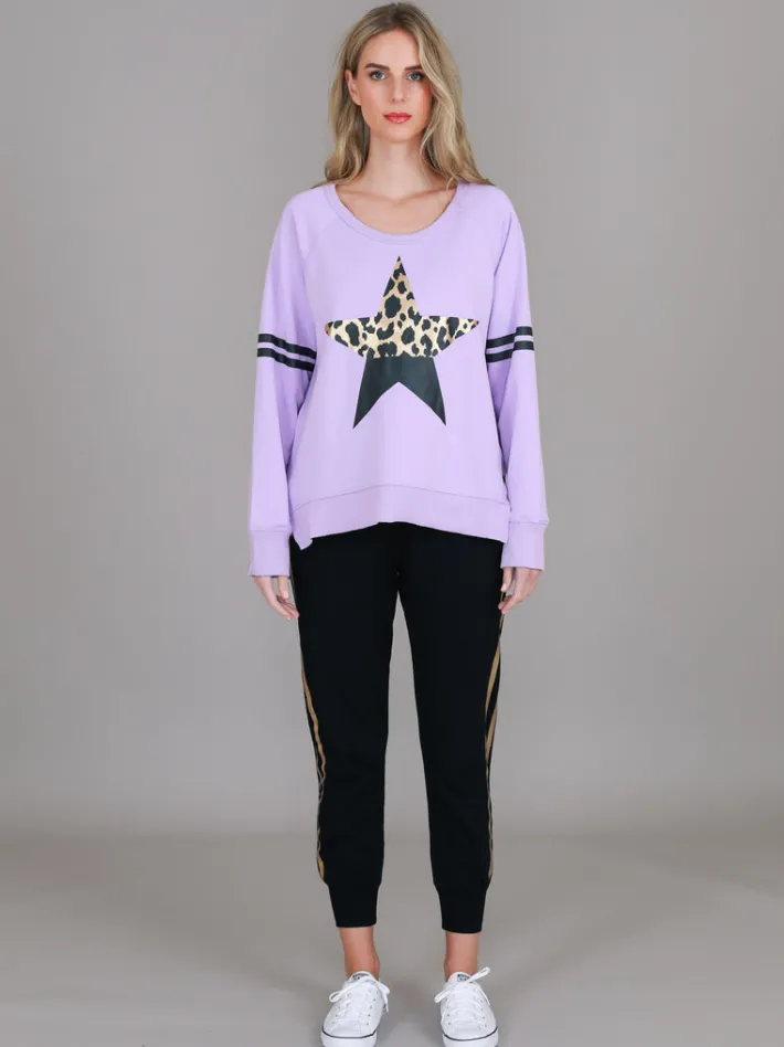3rd Story Ginger Leopard Print Splice Star Sweatshirt< Sweatshirts|Sweatshirts