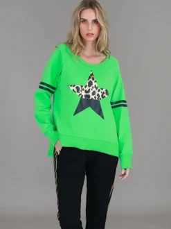 3rd Story Ginger Leopard Print Splice Star Sweatshirt< Sweatshirts|Sweatshirts