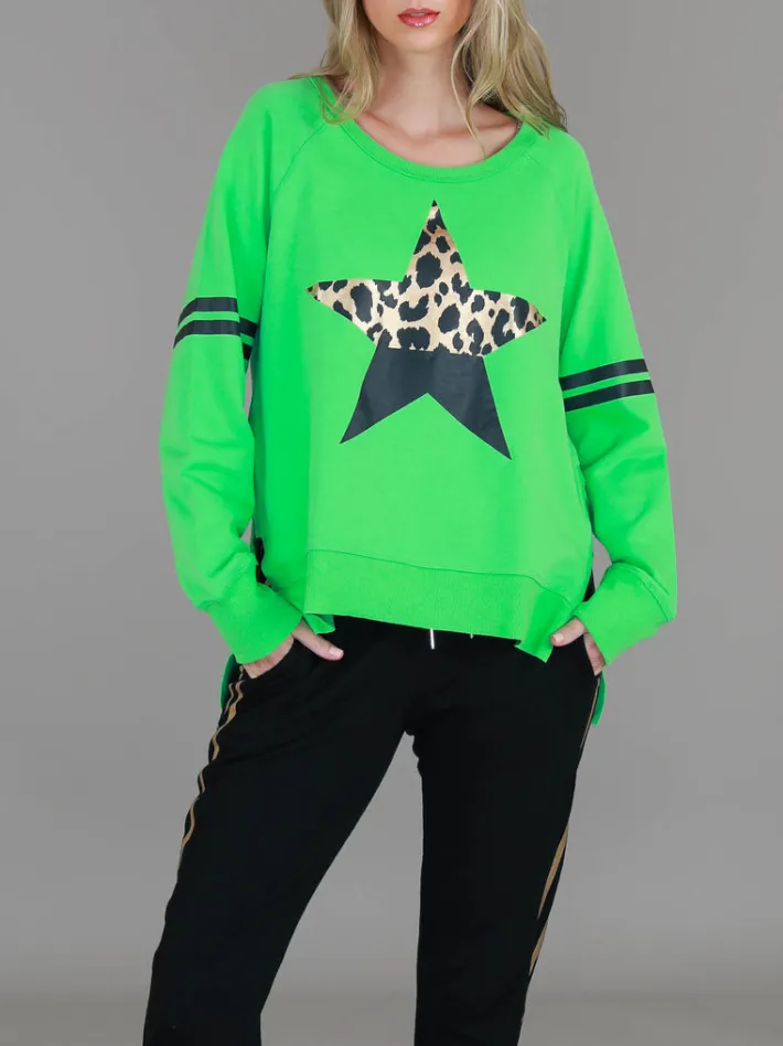 3rd Story Ginger Leopard Print Splice Star Sweatshirt< Sweatshirts|Sweatshirts