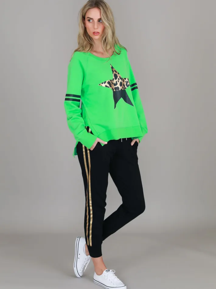 3rd Story Ginger Leopard Print Splice Star Sweatshirt< Sweatshirts|Sweatshirts