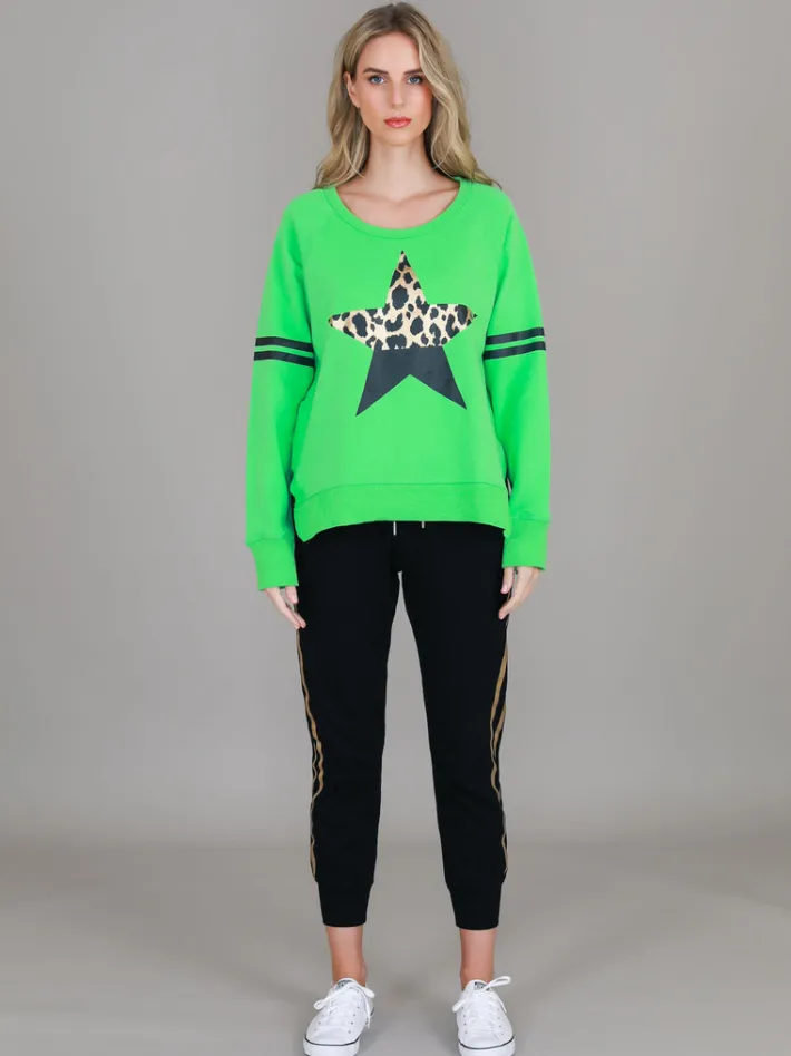 3rd Story Ginger Leopard Print Splice Star Sweatshirt< Sweatshirts|Sweatshirts