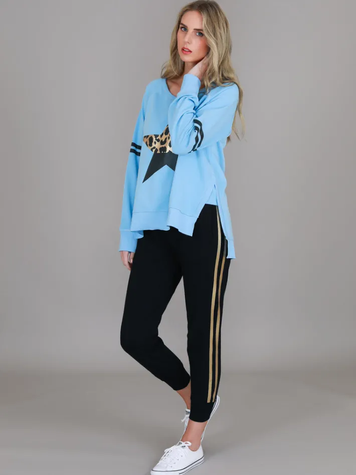 3rd Story Ginger Leopard Print Splice Star Sweatshirt< Sweatshirts|Sweatshirts