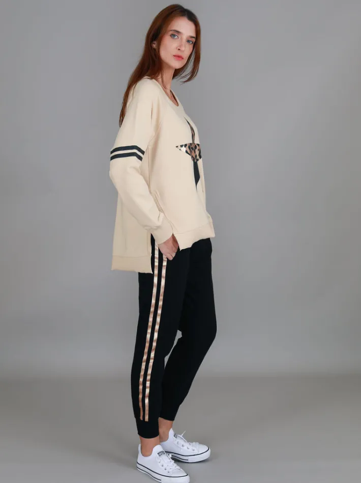 3rd Story Ginger Leopard Print Splice Star Sweatshirt< Sweatshirts|Sweatshirts