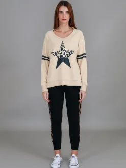 3rd Story Ginger Leopard Print Splice Star Sweatshirt< Sweatshirts|Sweatshirts