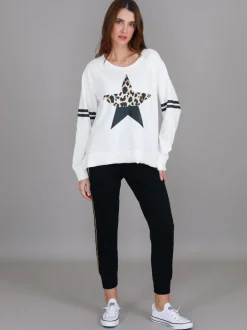 3rd Story Ginger Leopard Print Splice Star Sweatshirt< Sweatshirts|Sweatshirts