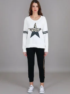 3rd Story Ginger Leopard Print Splice Star Sweatshirt< Sweatshirts|Sweatshirts