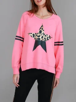 3rd Story Ginger Leopard Print Splice Star Sweatshirt< Sweatshirts|Sweatshirts