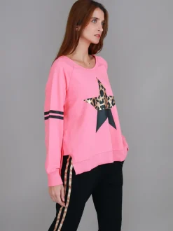 3rd Story Ginger Leopard Print Splice Star Sweatshirt< Sweatshirts|Sweatshirts
