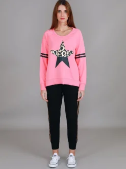 3rd Story Ginger Leopard Print Splice Star Sweatshirt< Sweatshirts|Sweatshirts