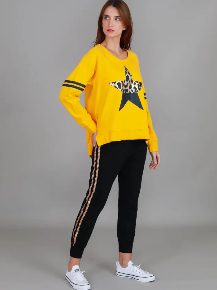 3rd Story Ginger Leopard Print Splice Star Sweatshirt< Sweatshirts|Sweatshirts