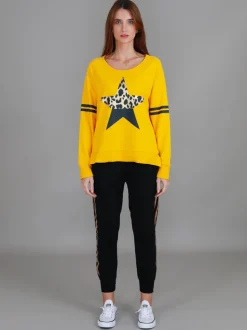 3rd Story Ginger Leopard Print Splice Star Sweatshirt< Sweatshirts|Sweatshirts