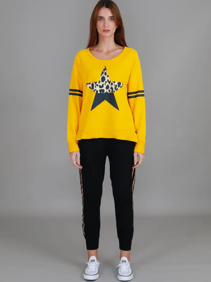 3rd Story Ginger Leopard Print Splice Star Sweatshirt< Sweatshirts|Sweatshirts