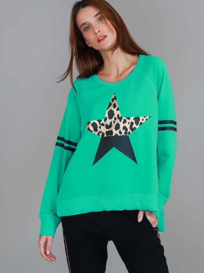3rd Story Ginger Leopard Print Splice Star Sweatshirt< Sweatshirts|Sweatshirts