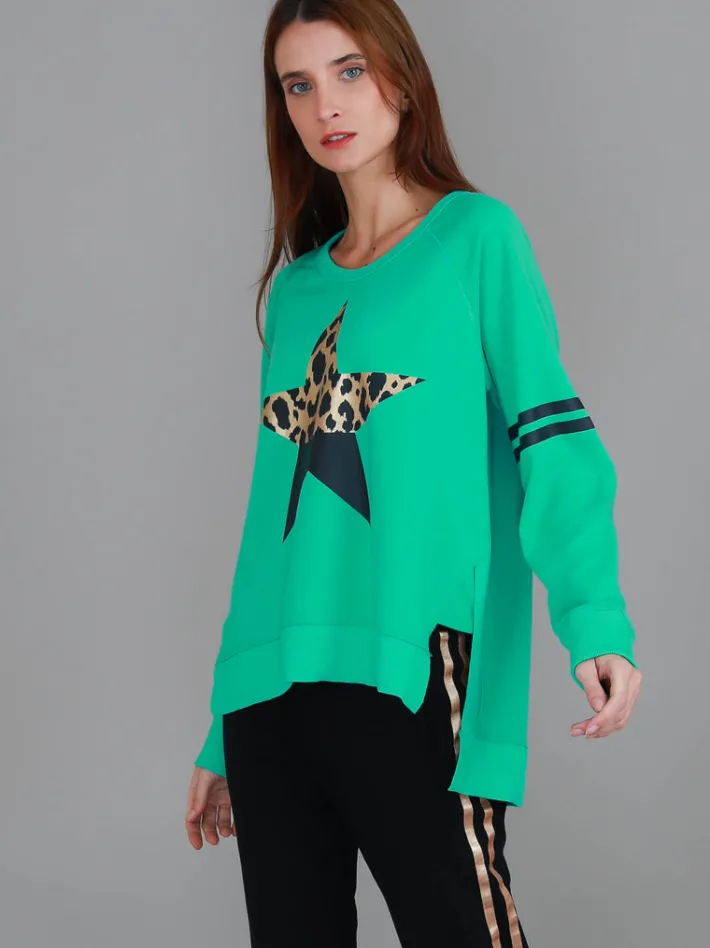 3rd Story Ginger Leopard Print Splice Star Sweatshirt< Sweatshirts|Sweatshirts