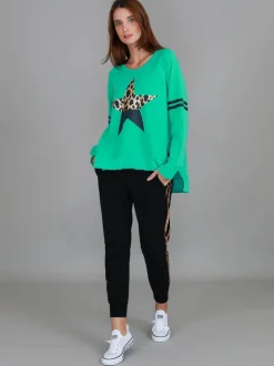 3rd Story Ginger Leopard Print Splice Star Sweatshirt< Sweatshirts|Sweatshirts