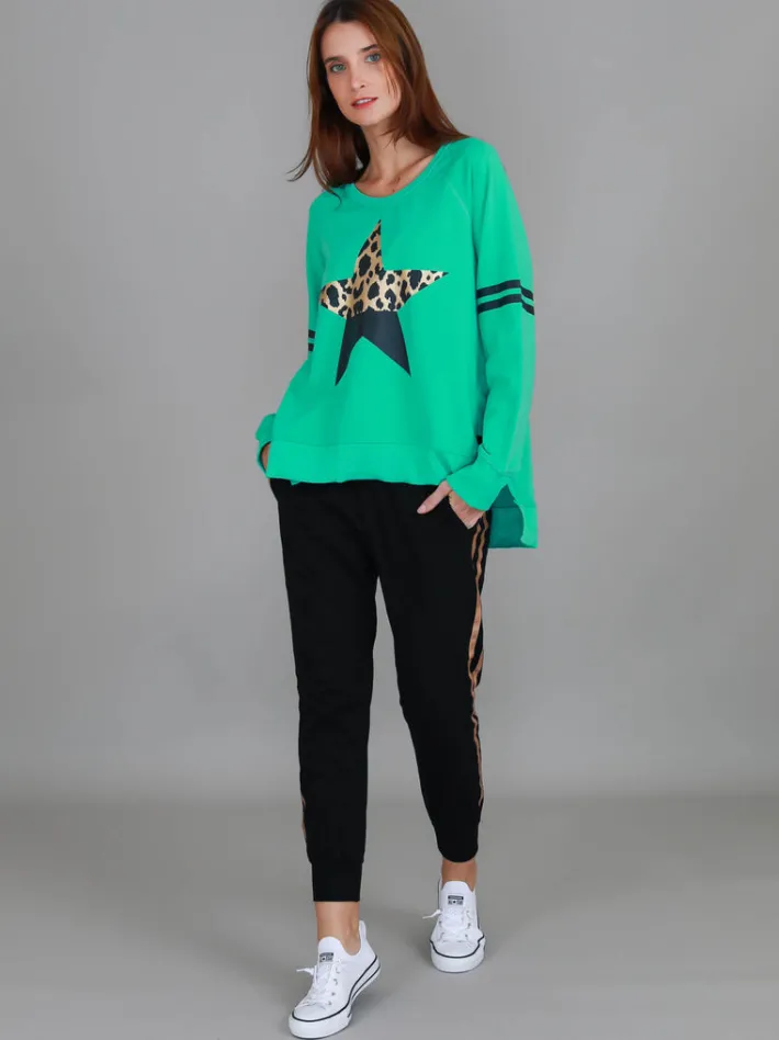 3rd Story Ginger Leopard Print Splice Star Sweatshirt< Sweatshirts|Sweatshirts
