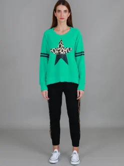 3rd Story Ginger Leopard Print Splice Star Sweatshirt< Sweatshirts|Sweatshirts
