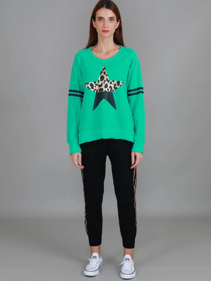 3rd Story Ginger Leopard Print Splice Star Sweatshirt< Sweatshirts|Sweatshirts
