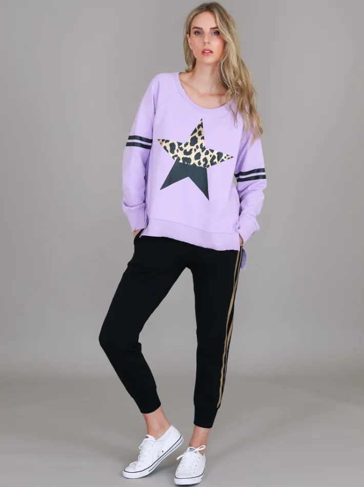 3rd Story Ginger Leopard Print Splice Star Sweatshirt< Sweatshirts|Sweatshirts