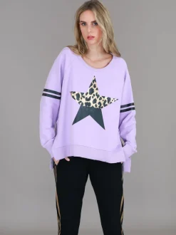 3rd Story Ginger Leopard Print Splice Star Sweatshirt< Sweatshirts|Sweatshirts
