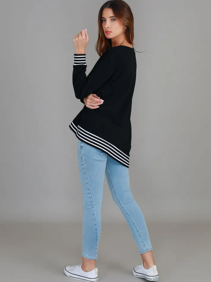 3rd Story Gwyneth Striped Rib Sweatshirt< Sweatshirts|Sweatshirts