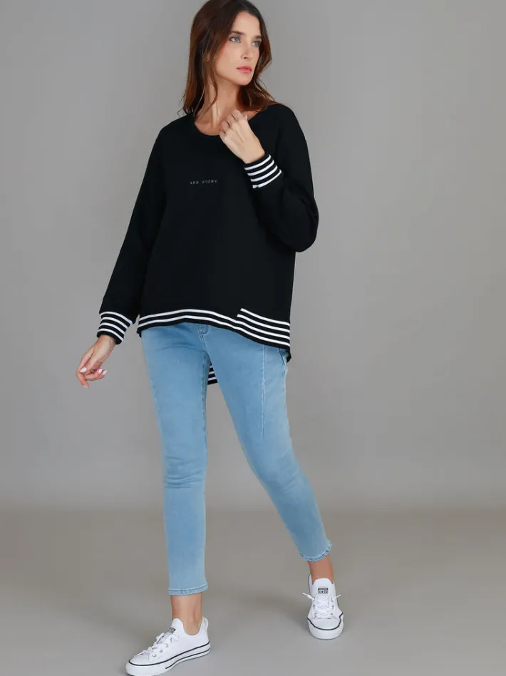 3rd Story Gwyneth Striped Rib Sweatshirt< Sweatshirts|Sweatshirts