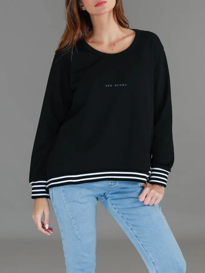 3rd Story Gwyneth Striped Rib Sweatshirt< Sweatshirts|Sweatshirts