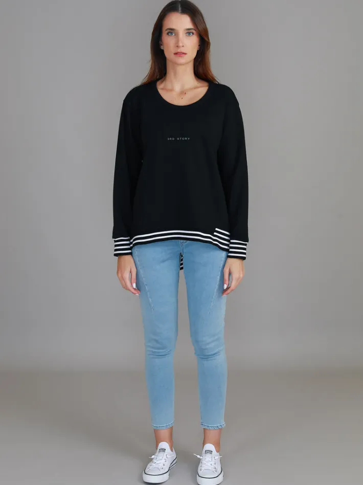 3rd Story Gwyneth Striped Rib Sweatshirt< Sweatshirts|Sweatshirts