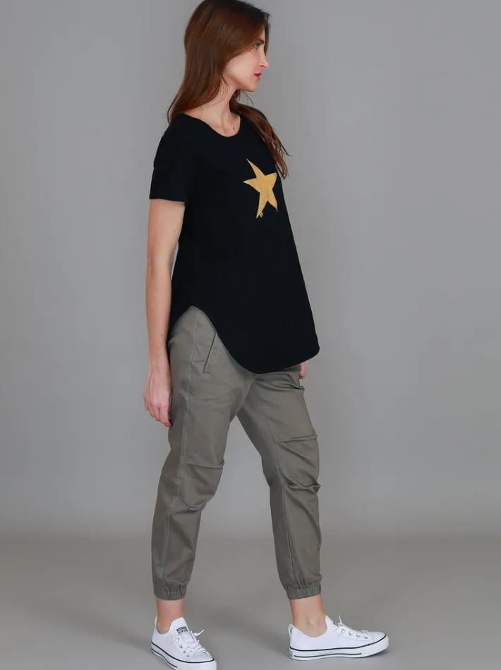 3rd Story Hara Glitter Gold Star Short Sleeve T Shirt< Short Sleeves