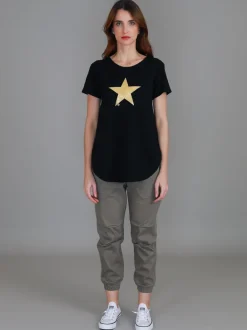 3rd Story Hara Glitter Gold Star Short Sleeve T Shirt< Short Sleeves