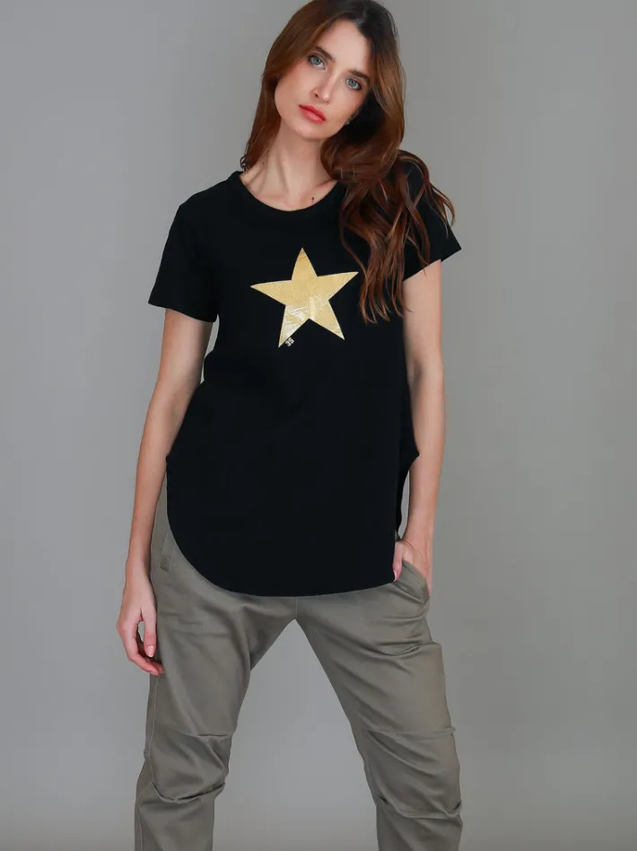 3rd Story Hara Glitter Gold Star Short Sleeve T Shirt< Short Sleeves