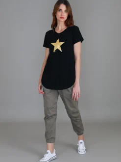 3rd Story Hara Glitter Gold Star Short Sleeve T Shirt< Short Sleeves