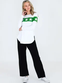 3rd Story Holland Star Band White Graphic T Shirt< Long Sleeves
